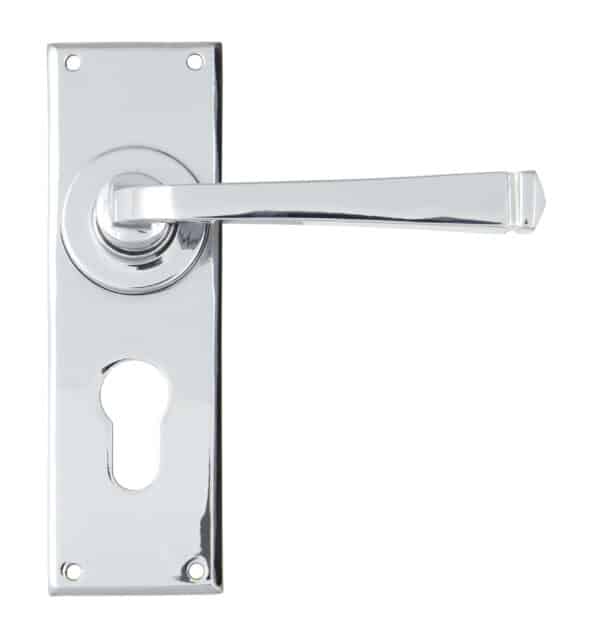 Polished Chrome Avon Lever Euro Lock Set 1