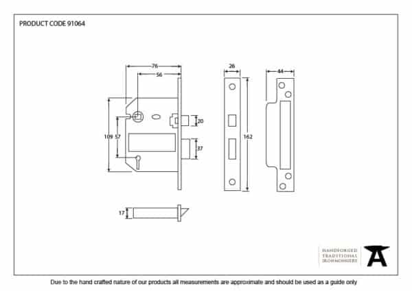 Black 3" 5 Lever BS Sashlock 2