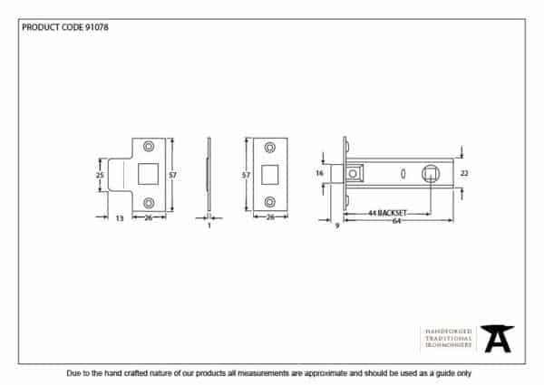 Electro Brassed 2Â½" Tubular Mortice Latch 2