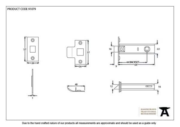 Black 2Â½" Tubular Mortice Latch 2