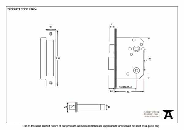 Electro Brassed 3" Bathroom Mortice Lock 2