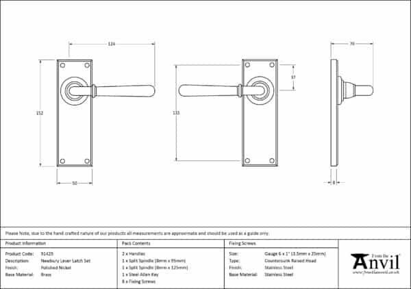 Polished Nickel Newbury Lever Latch Set 3