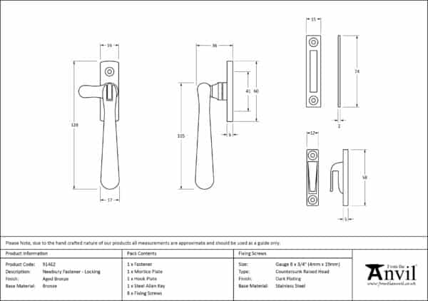 Aged Bronze Locking Newbury Fastener 3