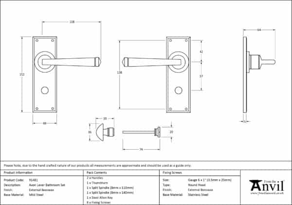 External Doors Beeswax Avon Lever Bathroom Set 3