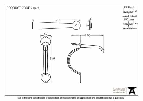 External Beeswax Gothic Thumblatch 3