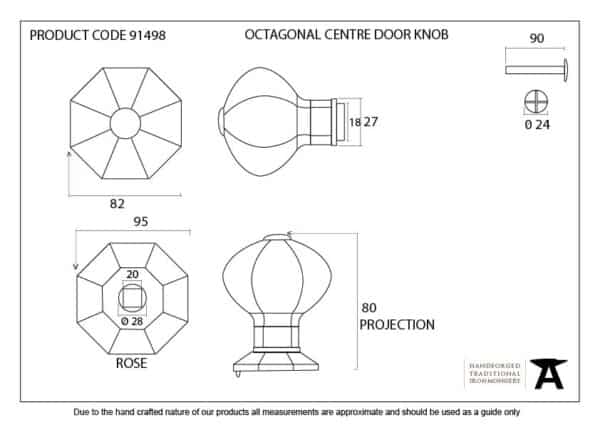 External Beeswax Octagonal Centre Door Knob 3