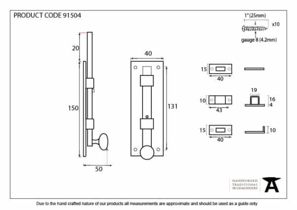 External Beeswax 6" Universal Bolt 3