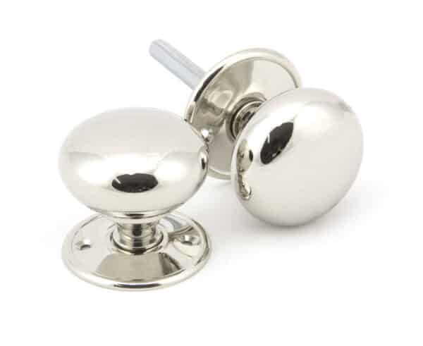 Polished Nickel 57mm Mushroom Mortice/Rim Knob Set 1