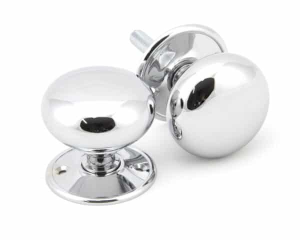 Polished Chrome 57mm Mushroom Mortice/Rim Knob Set 1