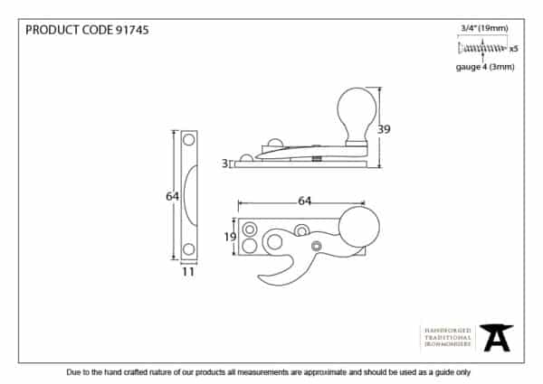 Aged Bronze Prestbury Sash Hook Fastener 3