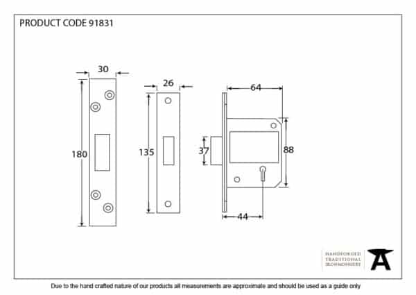 PVD 2Â½" 5 Lever BS Deadlock 2