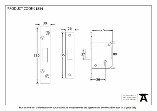 PVD 3" 5 Lever BS Deadlock KA 2