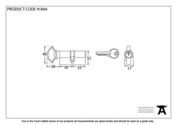 Black 30T/35 6pin Euro Cylinder/Thumbturn 3