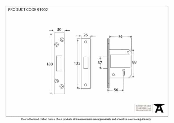 SS 3" 5 Lever BS Deadlock KA 2