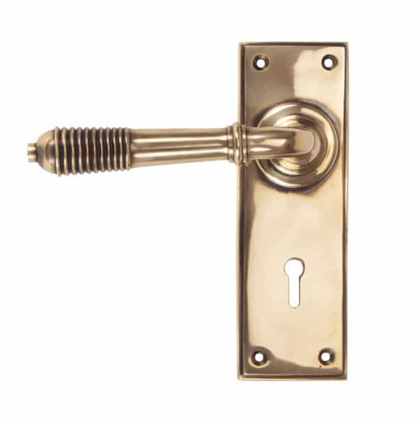 Polished Bronze Reeded Lever Lock Set 1