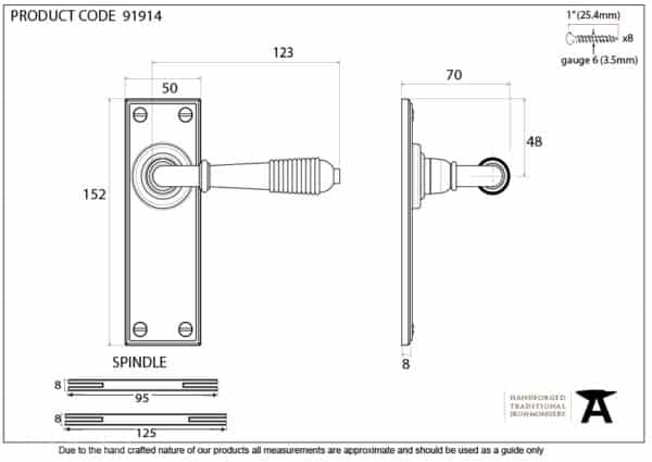 Polished Bronze Reeded Lever Latch Set 2