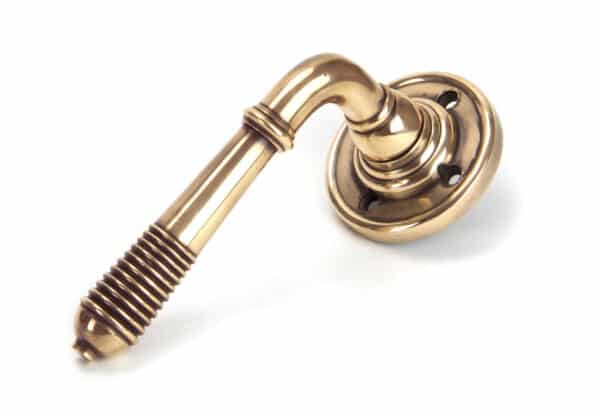 Polished Bronze Reeded Lever on Rose Set 2