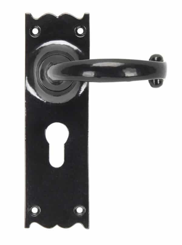 Black Cottage Lever Euro Lock Set 2