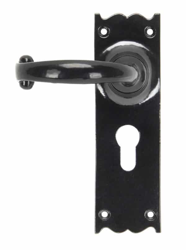 Black Cottage Lever Euro Lock Set 1