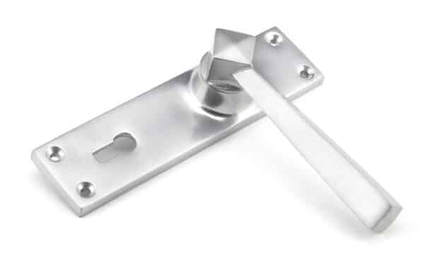 Satin Chrome Straight Lever Lock Set 2