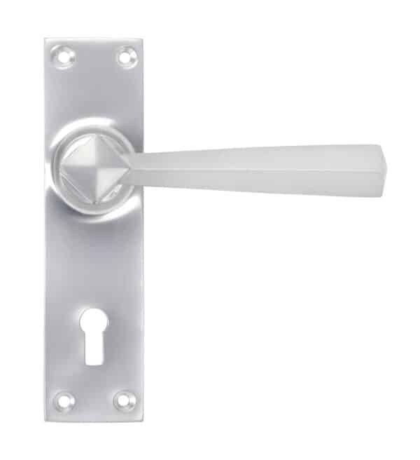 Satin Chrome Straight Lever Lock Set 1