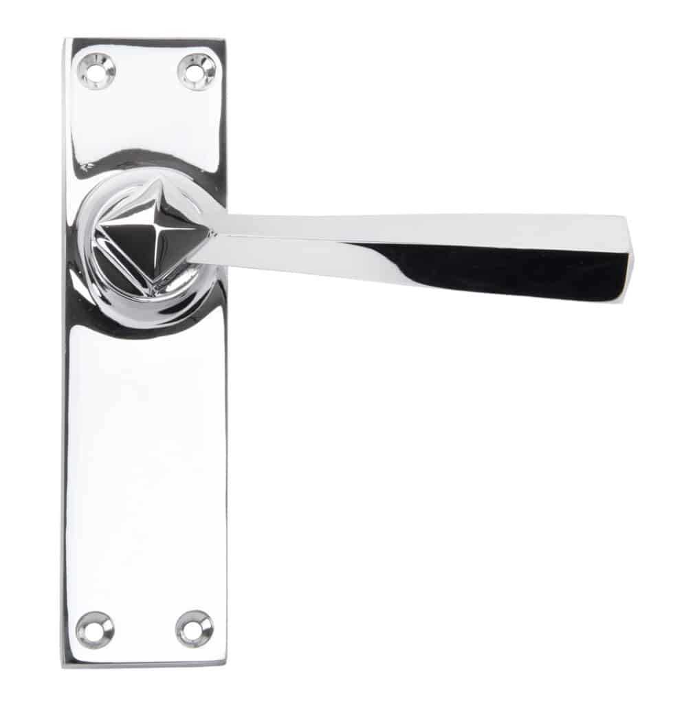 Polished Chrome Straight Lever Latch Set 1