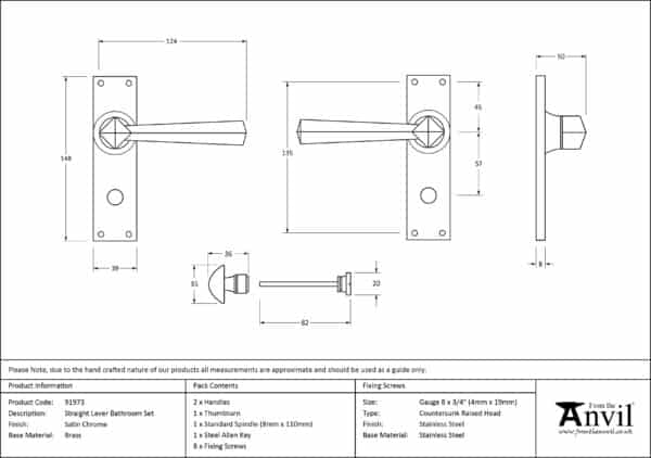 Satin Chrome Straight Lever Bathroom Set 3