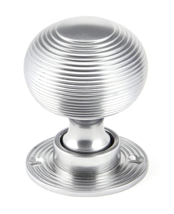 Satin Chrome Heavy Beehive Mortice/Rim Knob Set 2