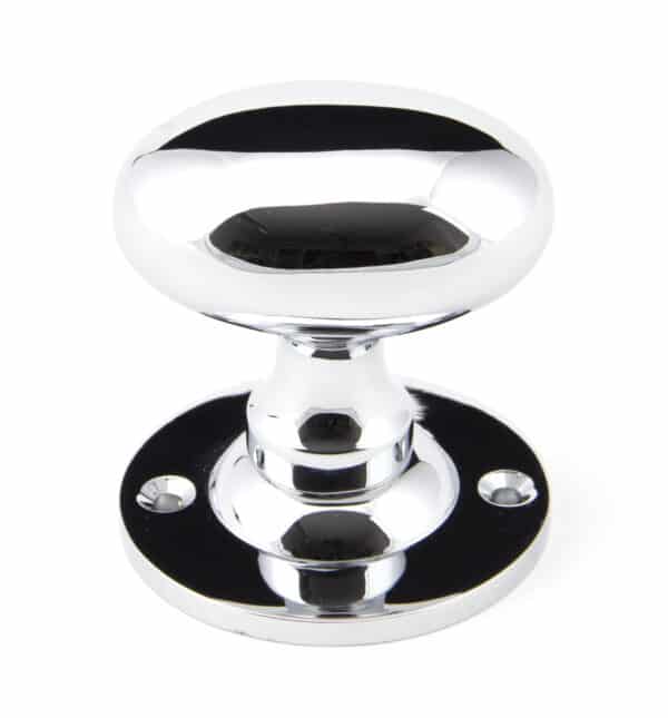 Polished Chrome Oval Mortice/Rim Knob Set 2