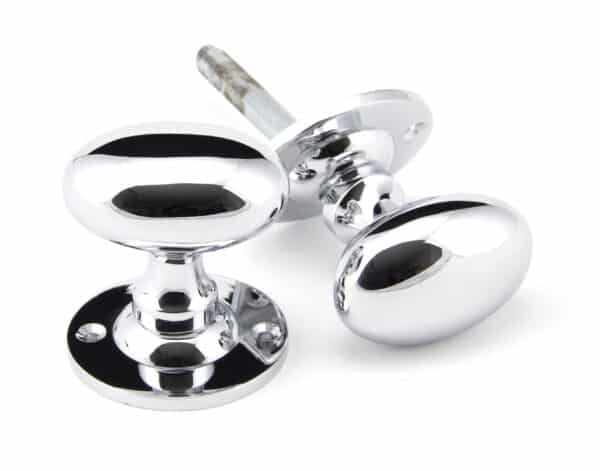 Polished Chrome Oval Mortice/Rim Knob Set 1