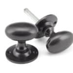 Aged Bronze Oval Mortice/Rim Knob Set 1