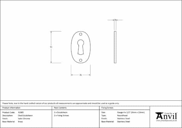 Satin Chrome Oval Escutcheon 2