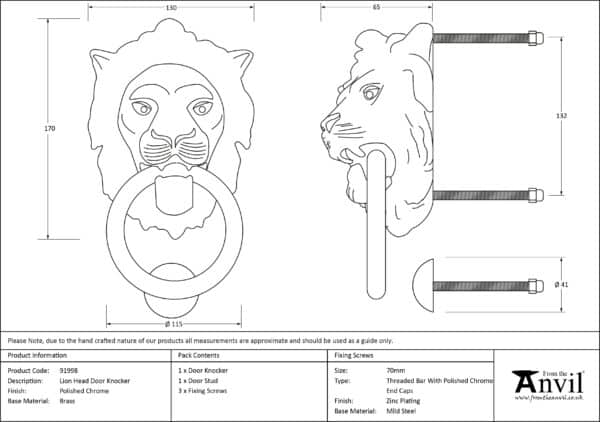 Polished Chrome Lion Head Door Knocker 3