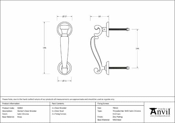 Satin Chrome Doctors Door Knocker 3