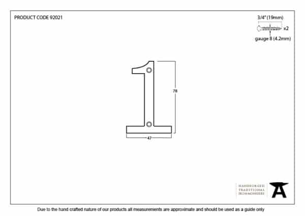 Polished Bronze Numeral 1 2