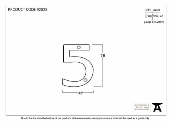 Polished Bronze Numeral 5 2