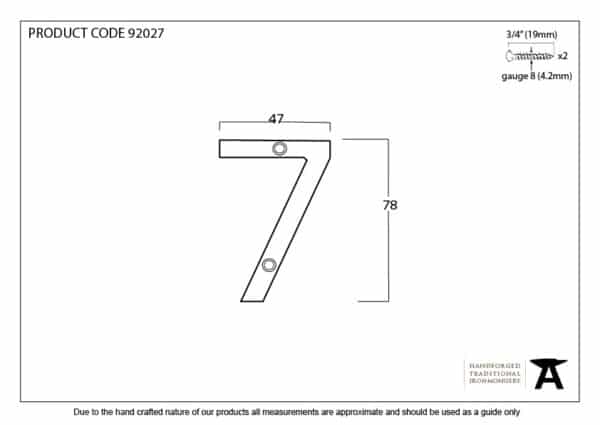 Polished Bronze Numeral 7 2