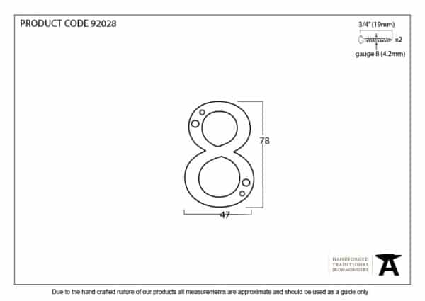 Polished Bronze Numeral 8 2