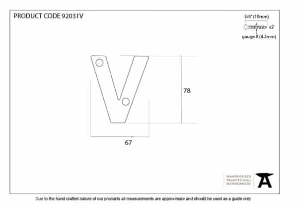 Polished Bronze Letter V 2