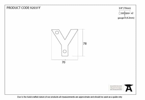 Polished Bronze Letter Y 2