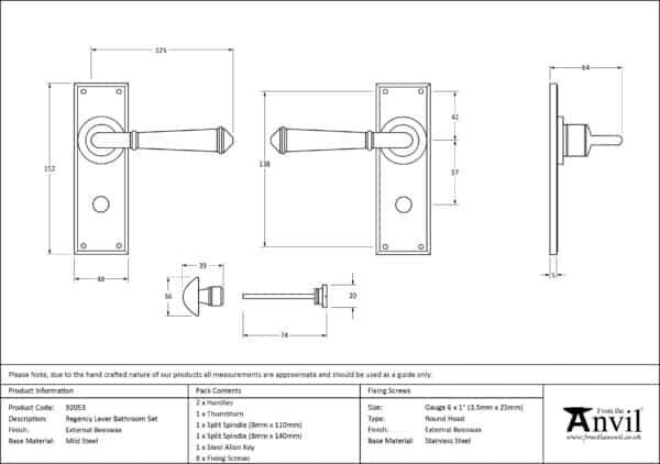 External Doors Beeswax Regency Lever Bathroom Set 3