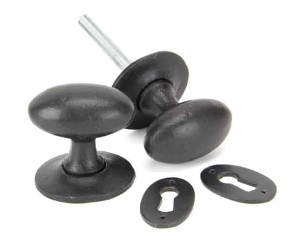 External Beeswax Oval Mortice/Rim Knob Set 1