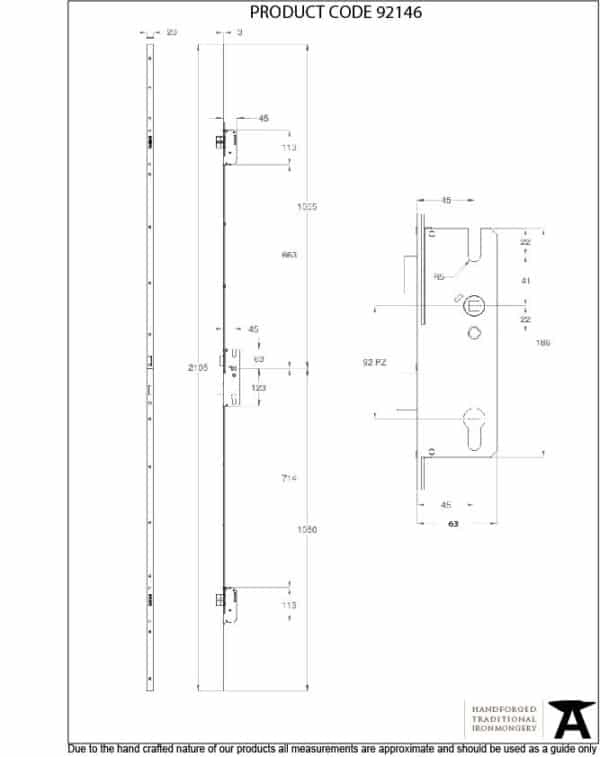 BZP Winkhaus 2.1m Thunderbolt Espag Lock 45mmBS 3