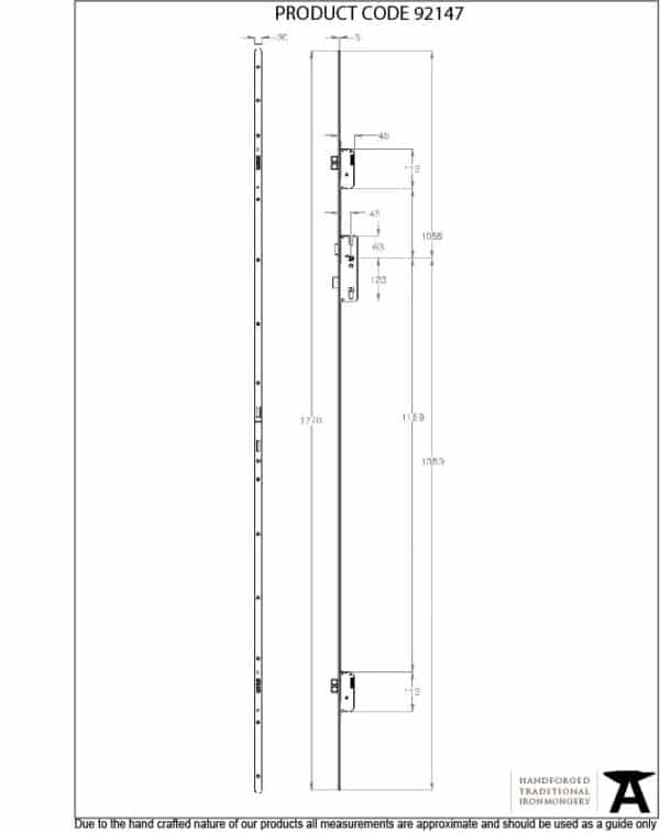 BZP Winkhaus 1.77m Heritage Thunderbolt Espag Lock 45mm BS 3