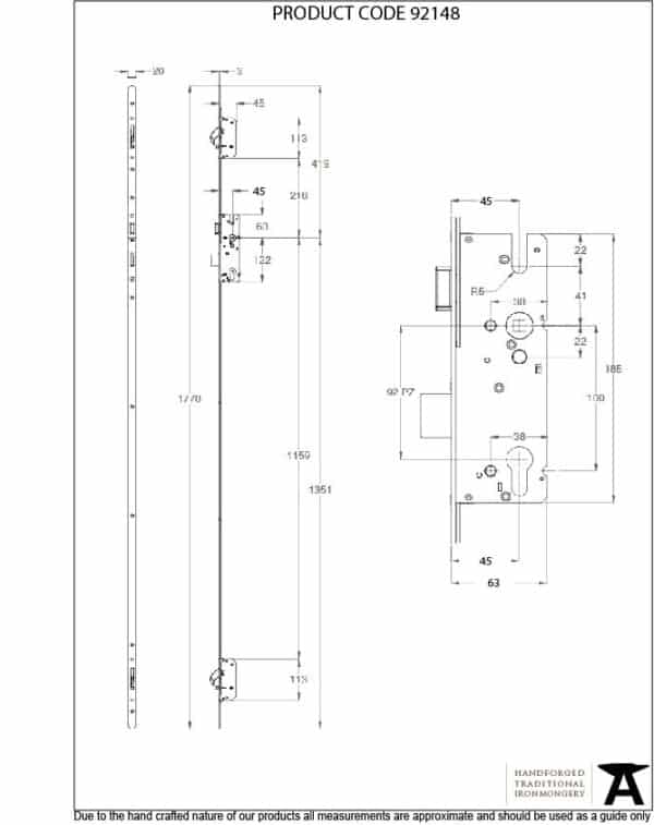 BZP Winkhaus 1.77m AV2 RH Heritage Lock 45mmBS 3