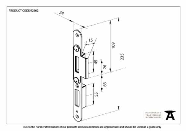 BZP Winkhaus Centre Latch Keep LH 44mm Door 2