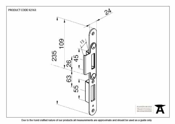 BZP Winkhaus Centre Latch Keep RH 44mm Door 2