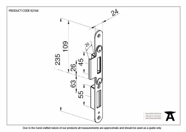 BZP Winkhaus Centre Latch Keep RH 56mm Door 2