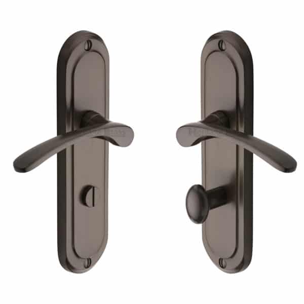 Heritage Brass Door Handle for Bathroom Ambassador Design Satin Nickel Finish 1