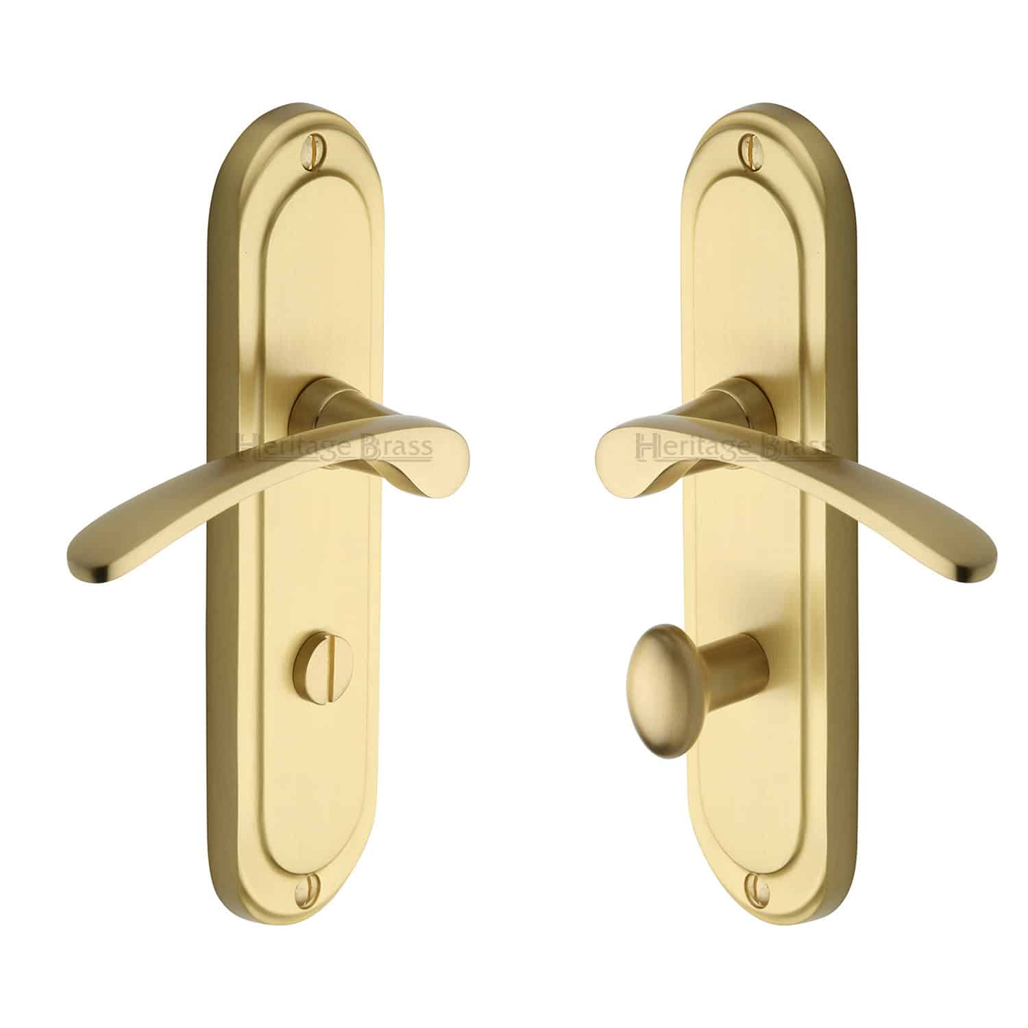 Heritage Brass Door Handle for Bathroom Ambassador Design Satin